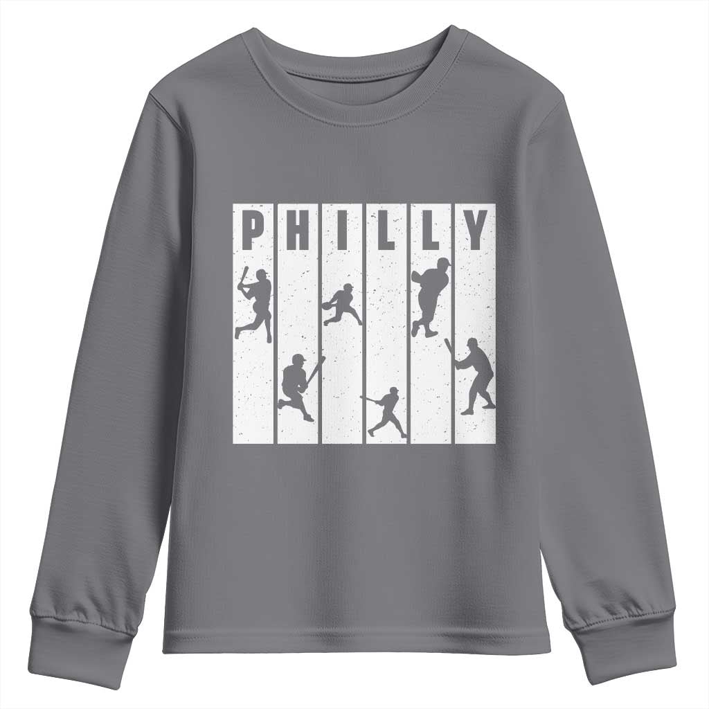 Baseball Lover Youth Sweatshirt Philly Retro Spirit Proud Fan Sport Lover Gift TS12 Charcoal Print Your Wear