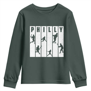 Baseball Lover Youth Sweatshirt Philly Retro Spirit Proud Fan Sport Lover Gift TS12 Dark Forest Green Print Your Wear