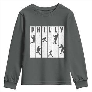 Baseball Lover Youth Sweatshirt Philly Retro Spirit Proud Fan Sport Lover Gift TS12 Dark Heather Print Your Wear