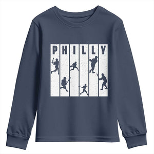 Baseball Lover Youth Sweatshirt Philly Retro Spirit Proud Fan Sport Lover Gift TS12 Navy Print Your Wear