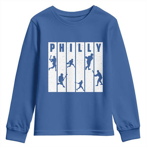 Baseball Lover Youth Sweatshirt Philly Retro Spirit Proud Fan Sport Lover Gift TS12 Royal Blue Print Your Wear