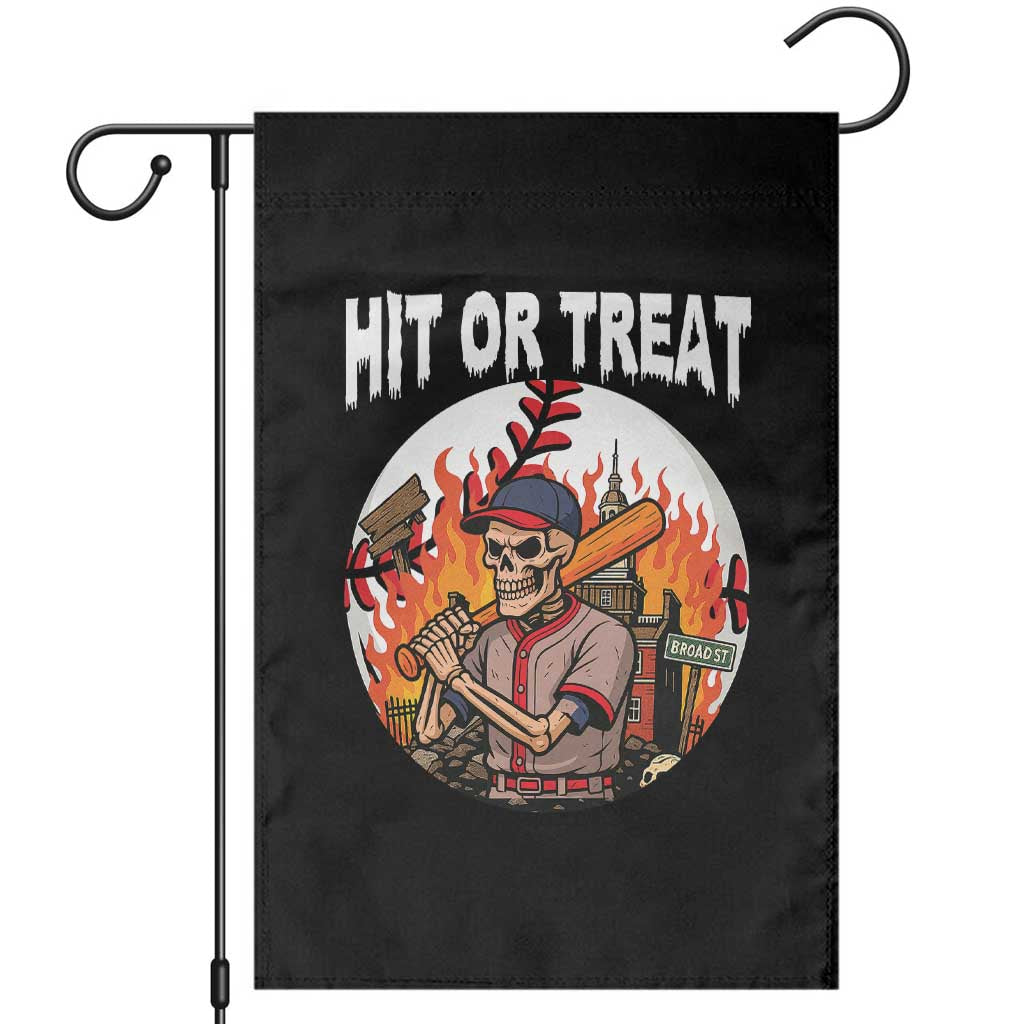 Funny Halloween Baseball Garden Flag Hit Or Treat Skeleton Player TS12 Black Print Your Wear