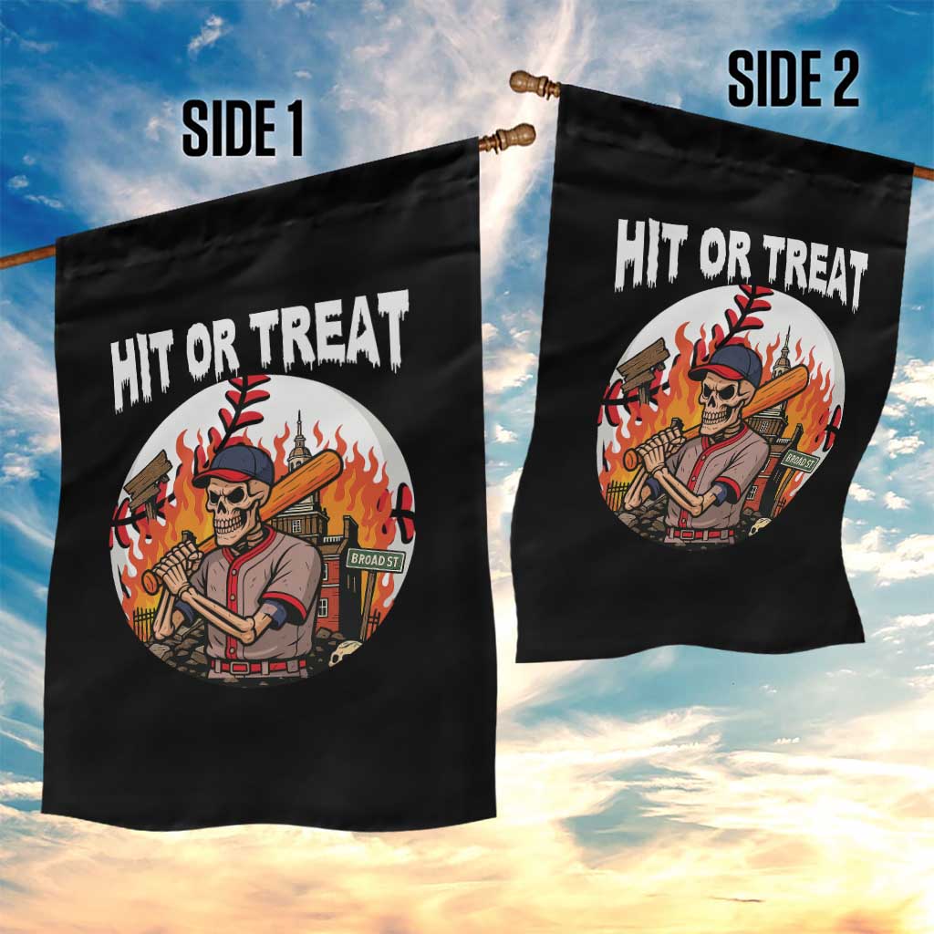 Funny Halloween Baseball Garden Flag Hit Or Treat Skeleton Player TS12 Print Your Wear