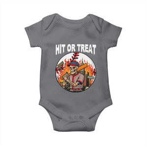 Funny Halloween Baseball Baby Onesie Hit Or Treat Skeleton Player TS12 Charcoal Print Your Wear