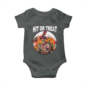 Funny Halloween Baseball Baby Onesie Hit Or Treat Skeleton Player TS12 Dark Heather Print Your Wear