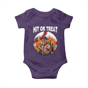 Funny Halloween Baseball Baby Onesie Hit Or Treat Skeleton Player TS12 Purple Print Your Wear