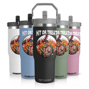 Funny Halloween Baseball Flip Straw Tumbler Hit Or Treat Skeleton Player TS12 Print Your Wear