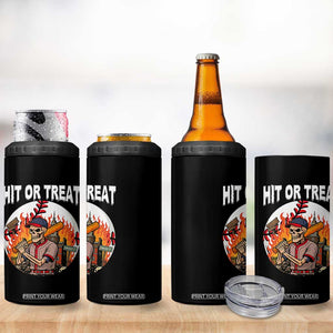 Funny Halloween Baseball 4 in 1 Can Cooler Tumbler Hit Or Treat Skeleton Player TS12 Print Your Wear