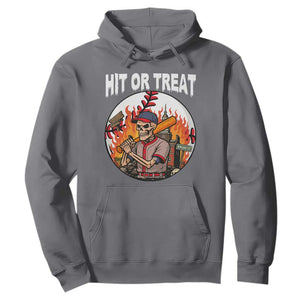 Funny Halloween Baseball Hoodie Hit Or Treat Skeleton Player TS12 Charcoal Print Your Wear