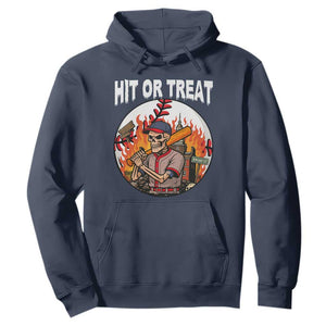 Funny Halloween Baseball Hoodie Hit Or Treat Skeleton Player TS12 Navy Print Your Wear