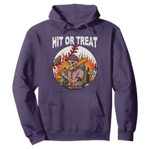 Funny Halloween Baseball Hoodie Hit Or Treat Skeleton Player TS12 Purple Print Your Wear
