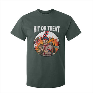 Funny Halloween Baseball T Shirt For Kid Hit Or Treat Skeleton Player TS12 Dark Forest Green Print Your Wear