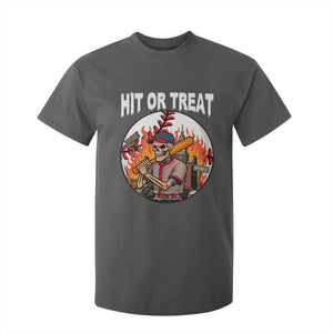 Funny Halloween Baseball T Shirt For Kid Hit Or Treat Skeleton Player TS12 Dark Heather Print Your Wear