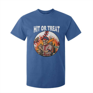 Funny Halloween Baseball T Shirt For Kid Hit Or Treat Skeleton Player TS12 Royal Blue Print Your Wear