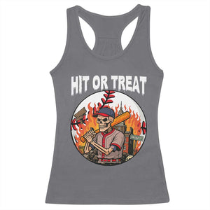 Funny Halloween Baseball Racerback Tank Top Hit Or Treat Skeleton Player TS12 Charcoal Print Your Wear