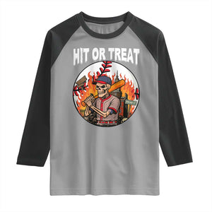 Funny Halloween Baseball Raglan Shirt Hit Or Treat Skeleton Player TS12 Sport Gray Black Print Your Wear