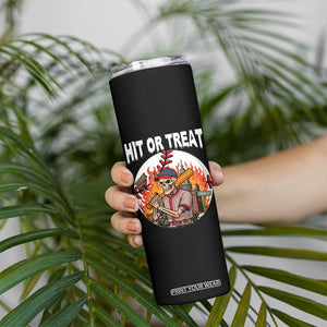 Funny Halloween Baseball Skinny Tumbler Hit Or Treat Skeleton Player TS12 Print Your Wear