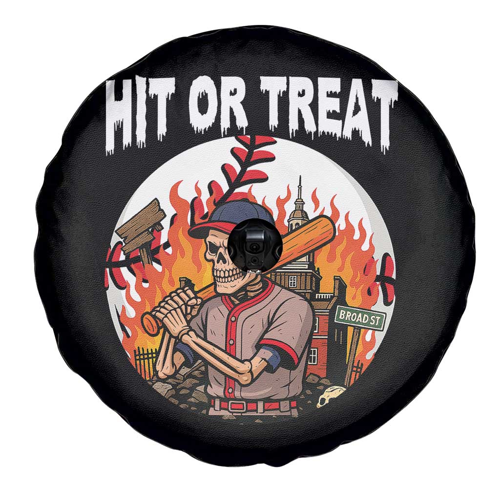 Funny Halloween Baseball Spare Tire Cover Hit Or Treat Skeleton Player TS12 Print Your Wear