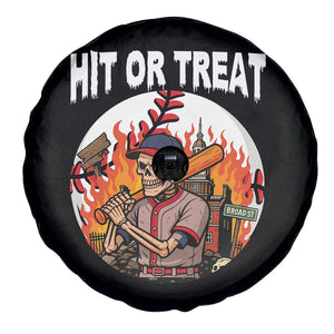 Funny Halloween Baseball Spare Tire Cover Hit Or Treat Skeleton Player TS12 Print Your Wear