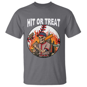 Funny Halloween Baseball T Shirt Hit Or Treat Skeleton Player TS12 Charcoal Print Your Wear