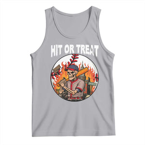 Funny Halloween Baseball Tank Top Hit Or Treat Skeleton Player TS12 Athletic Heather Print Your Wear
