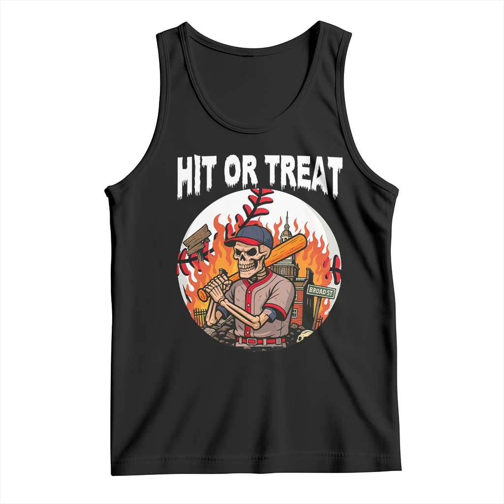 Funny Halloween Baseball Tank Top Hit Or Treat Skeleton Player TS12 Black Print Your Wear