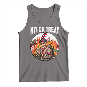 Funny Halloween Baseball Tank Top Hit Or Treat Skeleton Player TS12 Deep Heather Print Your Wear