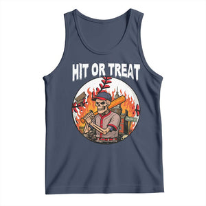 Funny Halloween Baseball Tank Top Hit Or Treat Skeleton Player TS12 Navy Print Your Wear
