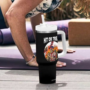 Funny Halloween Baseball Tumbler With Handle Hit Or Treat Skeleton Player TS12 Print Your Wear