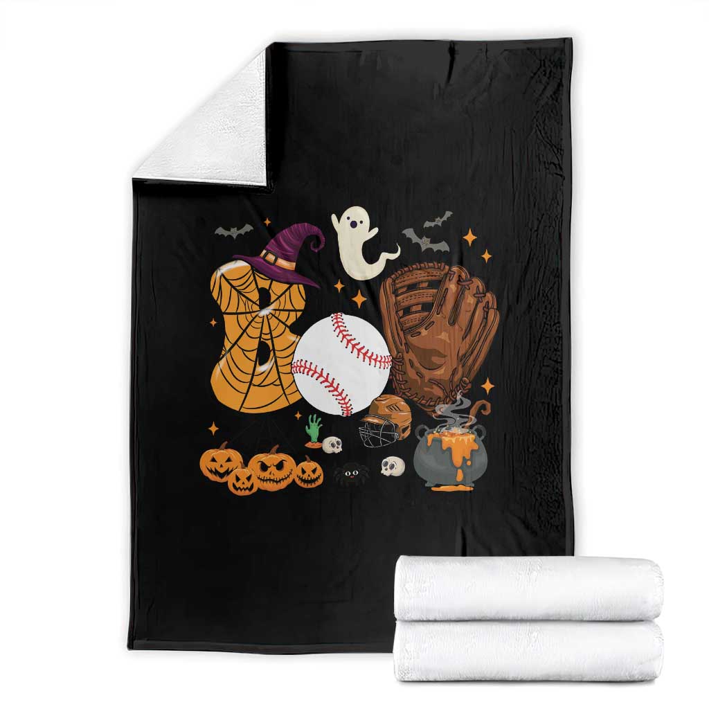 Halloween Baseball Throw Blanket Funny Boo Player Gift For Catcher TS12 Black Print Your Wear
