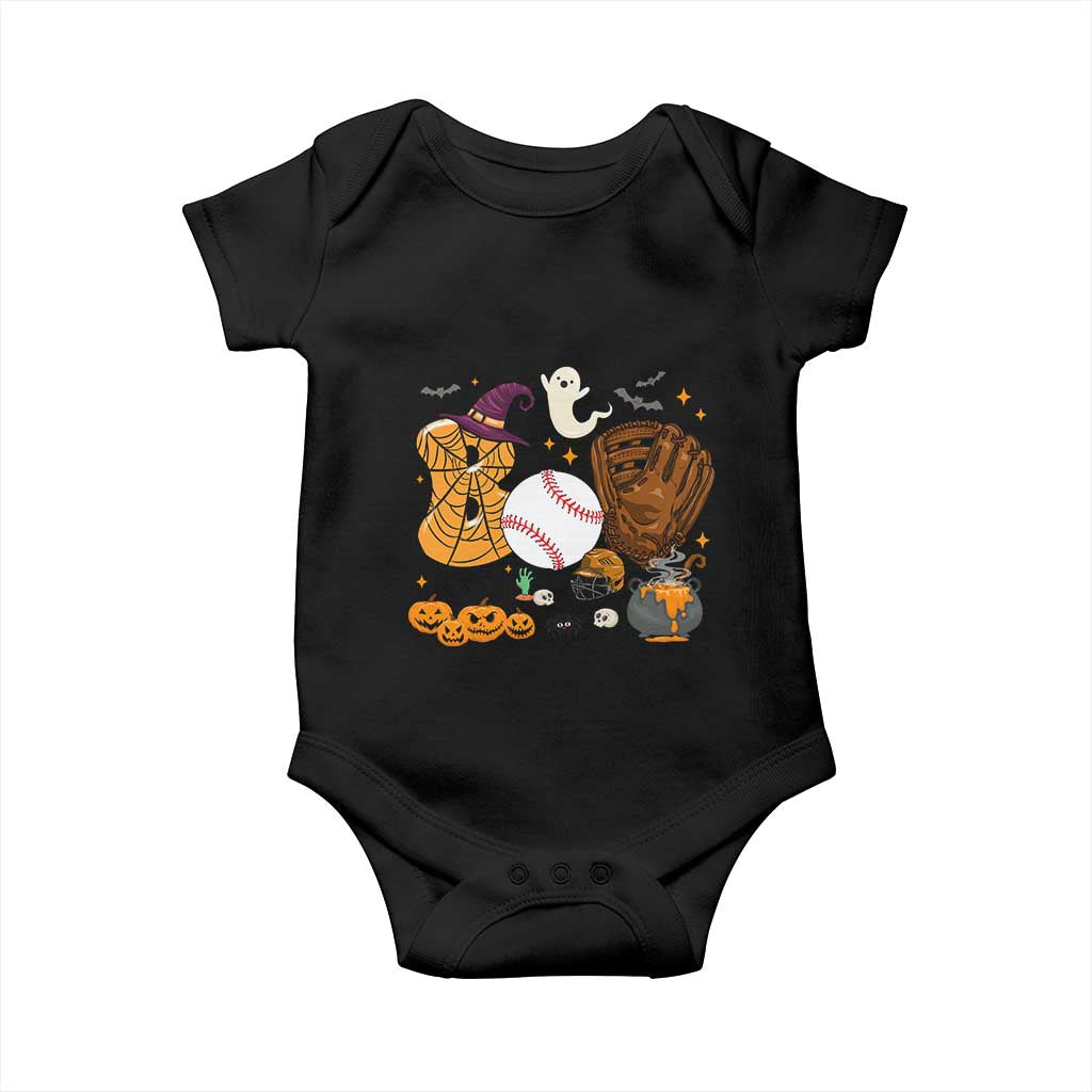 Halloween Baseball Baby Onesie Funny Boo Player Gift For Catcher TS12 Black Print Your Wear