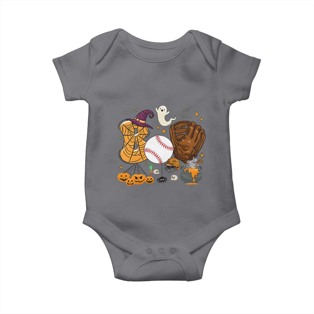 Halloween Baseball Baby Onesie Funny Boo Player Gift For Catcher TS12 Charcoal Print Your Wear