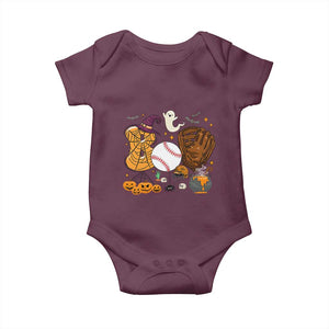 Halloween Baseball Baby Onesie Funny Boo Player Gift For Catcher TS12 Maroon Print Your Wear
