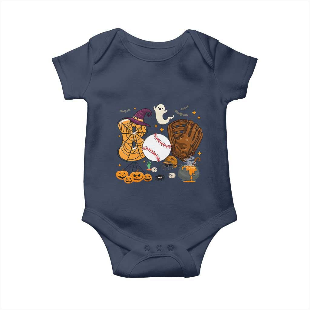 Halloween Baseball Baby Onesie Funny Boo Player Gift For Catcher TS12 Navy Print Your Wear