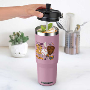 Halloween Baseball Flip Straw Tumbler Funny Boo Player Gift For Catcher TS12 One Size: 30 oz Light Pink Print Your Wear