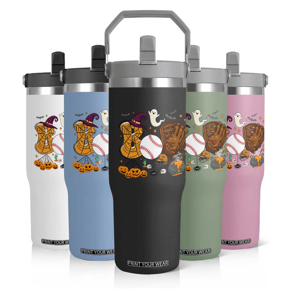 Halloween Baseball Flip Straw Tumbler Funny Boo Player Gift For Catcher TS12 Print Your Wear