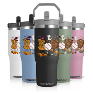 Halloween Baseball Flip Straw Tumbler Funny Boo Player Gift For Catcher TS12 Print Your Wear