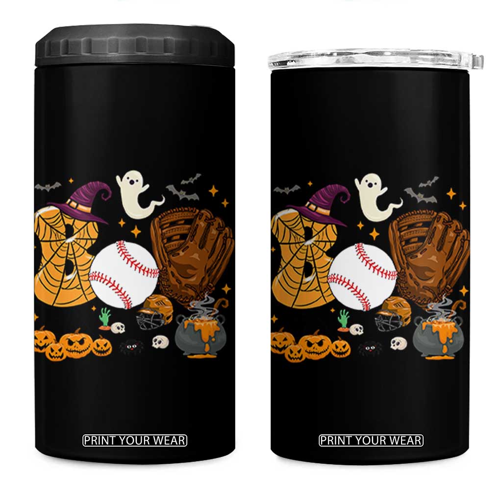 Halloween Baseball 4 in 1 Can Cooler Tumbler Funny Boo Player Gift For Catcher TS12 One Size: 16 oz Black Print Your Wear