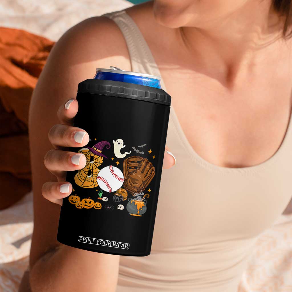 Halloween Baseball 4 in 1 Can Cooler Tumbler Funny Boo Player Gift For Catcher TS12 Print Your Wear