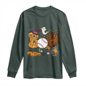Halloween Baseball Long Sleeve Shirt Funny Boo Player Gift For Catcher TS12 Dark Forest Green Print Your Wear