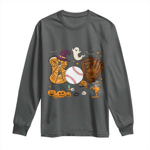 Halloween Baseball Long Sleeve Shirt Funny Boo Player Gift For Catcher TS12 Dark Heather Print Your Wear
