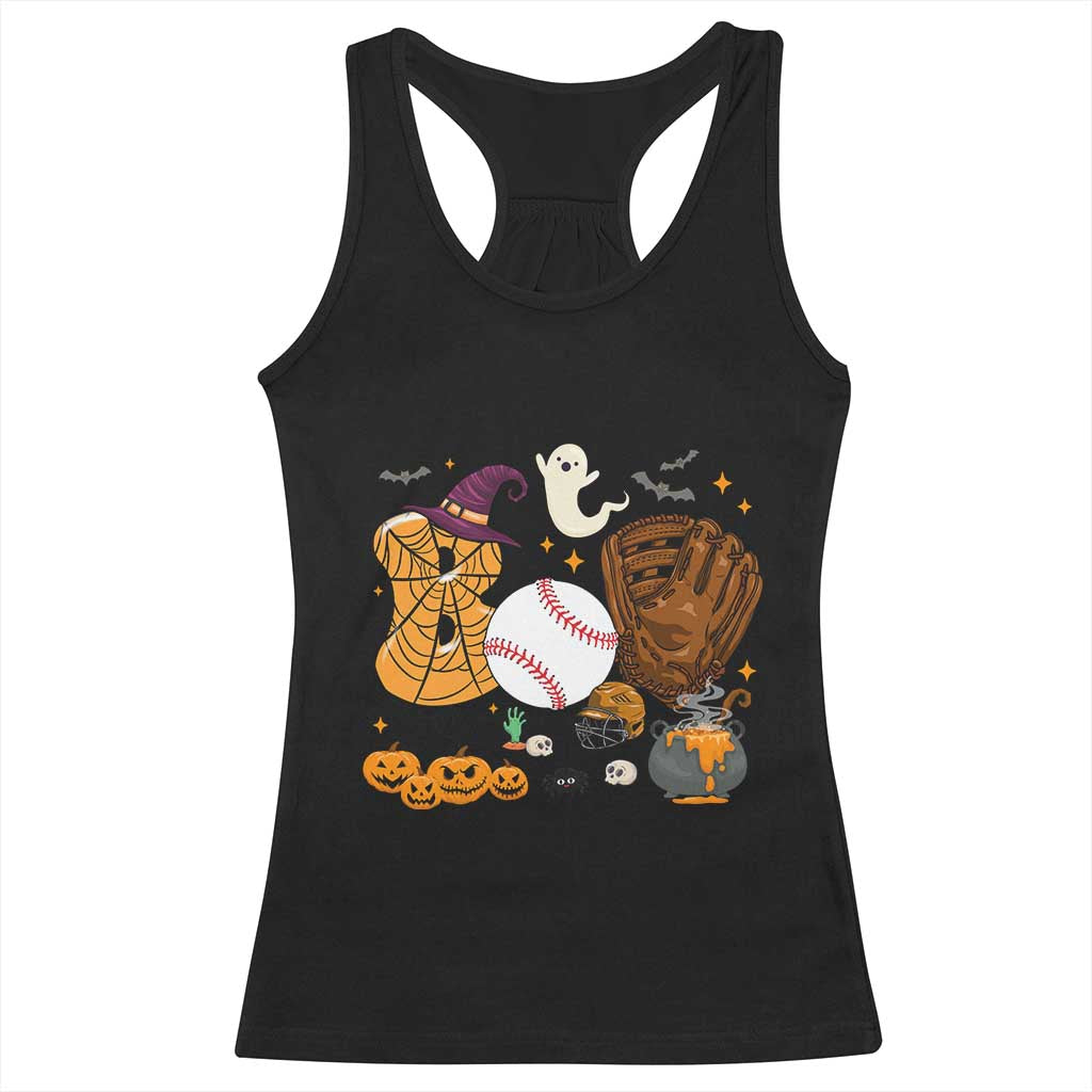 Halloween Baseball Racerback Tank Top Funny Boo Player Gift For Catcher TS12 Black Print Your Wear