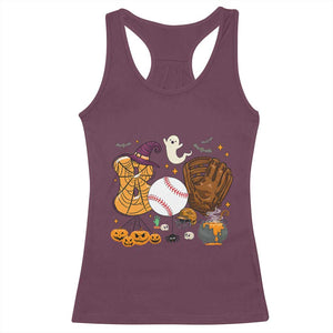 Halloween Baseball Racerback Tank Top Funny Boo Player Gift For Catcher TS12 Maroon Print Your Wear