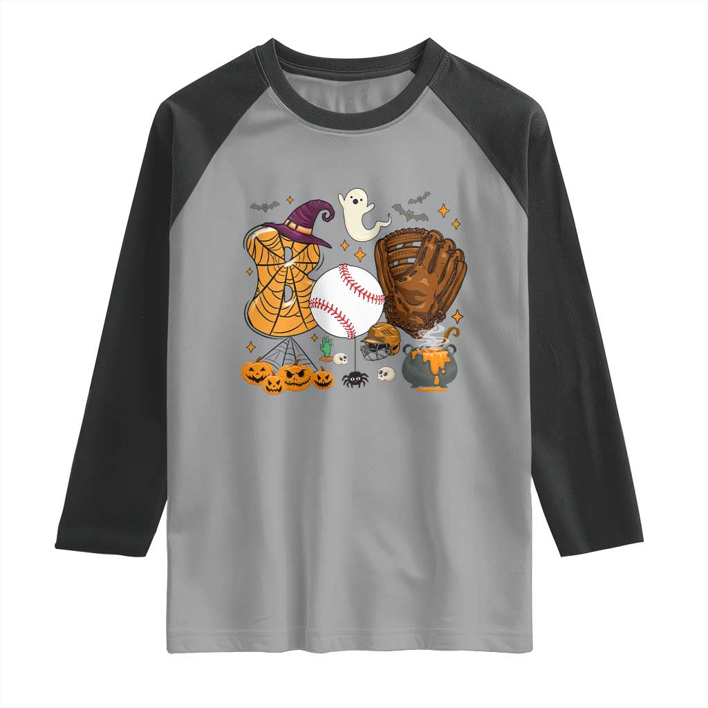 Halloween Baseball Raglan Shirt Funny Boo Player Gift For Catcher TS12 Sport Gray Black Print Your Wear