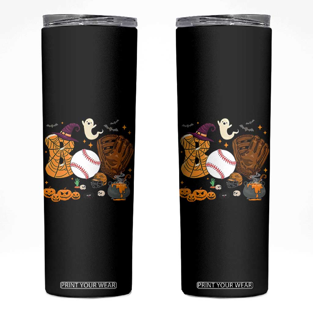 Halloween Baseball Skinny Tumbler Funny Boo Player Gift For Catcher TS12 Black Print Your Wear