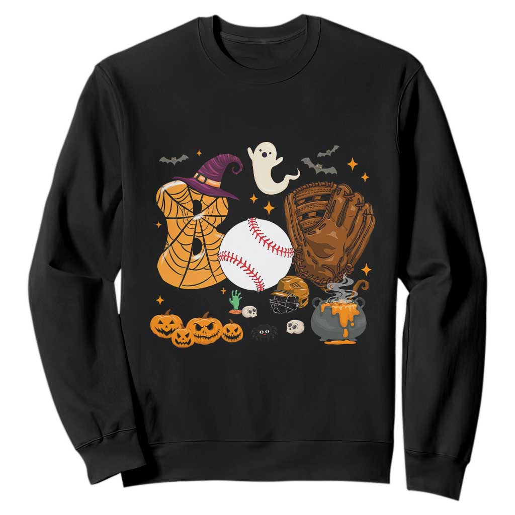 Halloween Baseball Sweatshirt Funny Boo Player Gift For Catcher TS12 Black Print Your Wear
