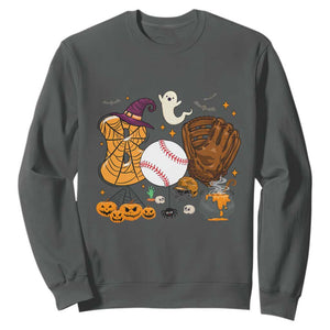 Halloween Baseball Sweatshirt Funny Boo Player Gift For Catcher TS12 Dark Heather Print Your Wear