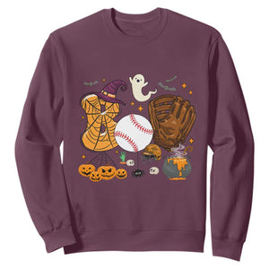 Halloween Baseball Sweatshirt Funny Boo Player Gift For Catcher TS12 Maroon Print Your Wear