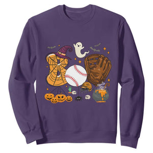 Halloween Baseball Sweatshirt Funny Boo Player Gift For Catcher TS12 Purple Print Your Wear