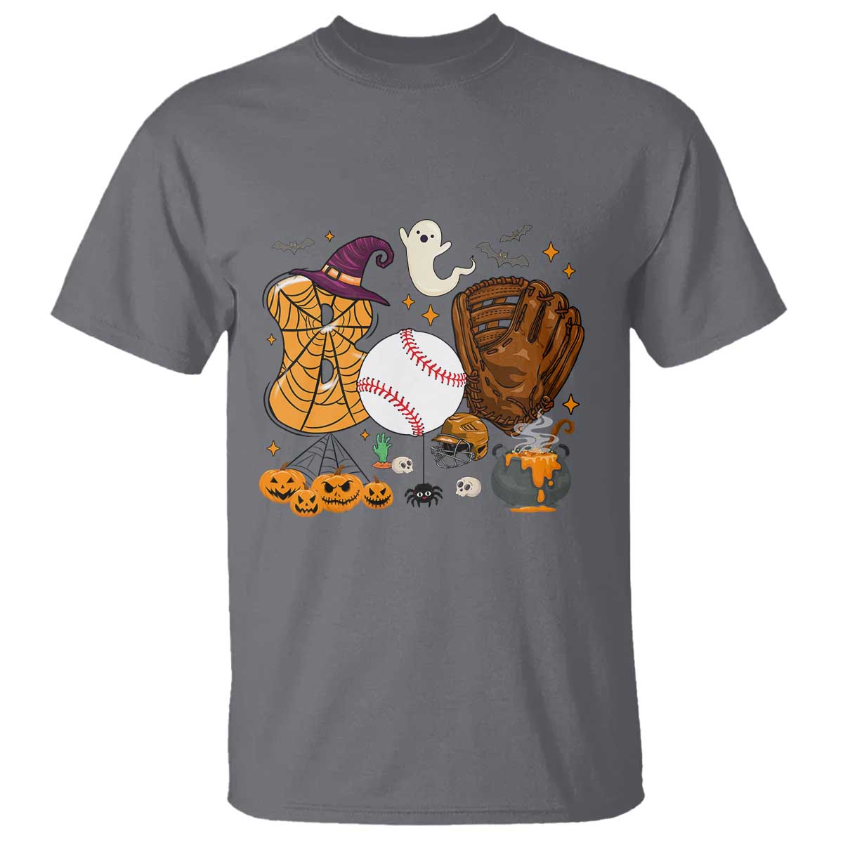 Halloween Baseball T Shirt Funny Boo Player Gift For Catcher TS12 Charcoal Print Your Wear